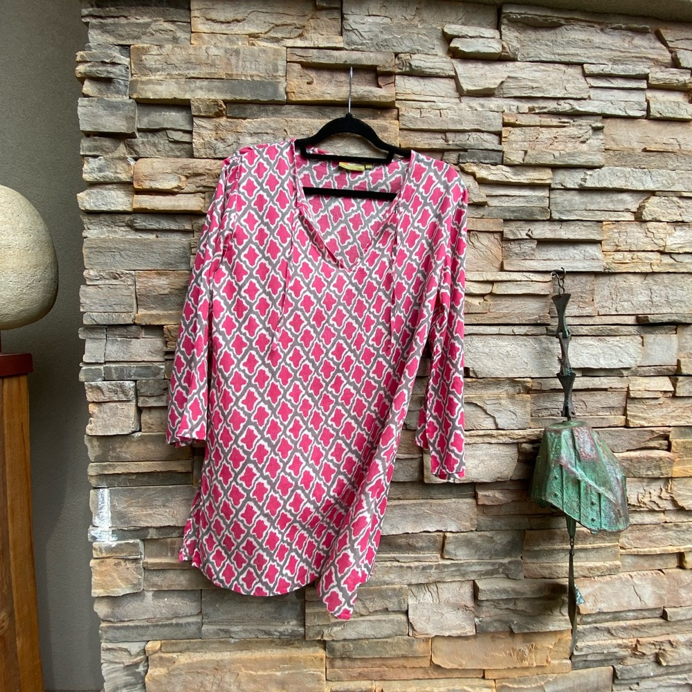 Cotton Tunic in Magenta Print